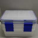 IRIS USA WeatherPro 16 Qt Storage Bins with Lids, 3 Pack, BPA-Free Plastic Gasket Box with Tight Latch and Seal, Stackable Nestable Tote Tub - Clear/Blue