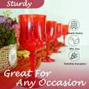 Plastic Wine Glasses, Plastic Goblets Vintage Style Cordial Drinking Glasses for Wedding Reception, Grand Event Party Supplies, Valentine's Day (12, Red)