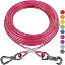 XiaZ Dog Tie Out Cable, 30ft Dog Lead for Yard, Heavy Duty Chain Line Outside for Small Medium Large Dogs Up to 250 lbs, Outdoor Dogs Runner Tether (Pink)