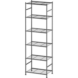 Sakugi 6-Tier Metal Storage Shelves - Space-Saving Shelf Organizer for Small Spaces, Compact Shelving Unit with Adjustable Feet for Kitchen, Garage, Laundry Room (17.7" x 12.5" x 69.6", Black)