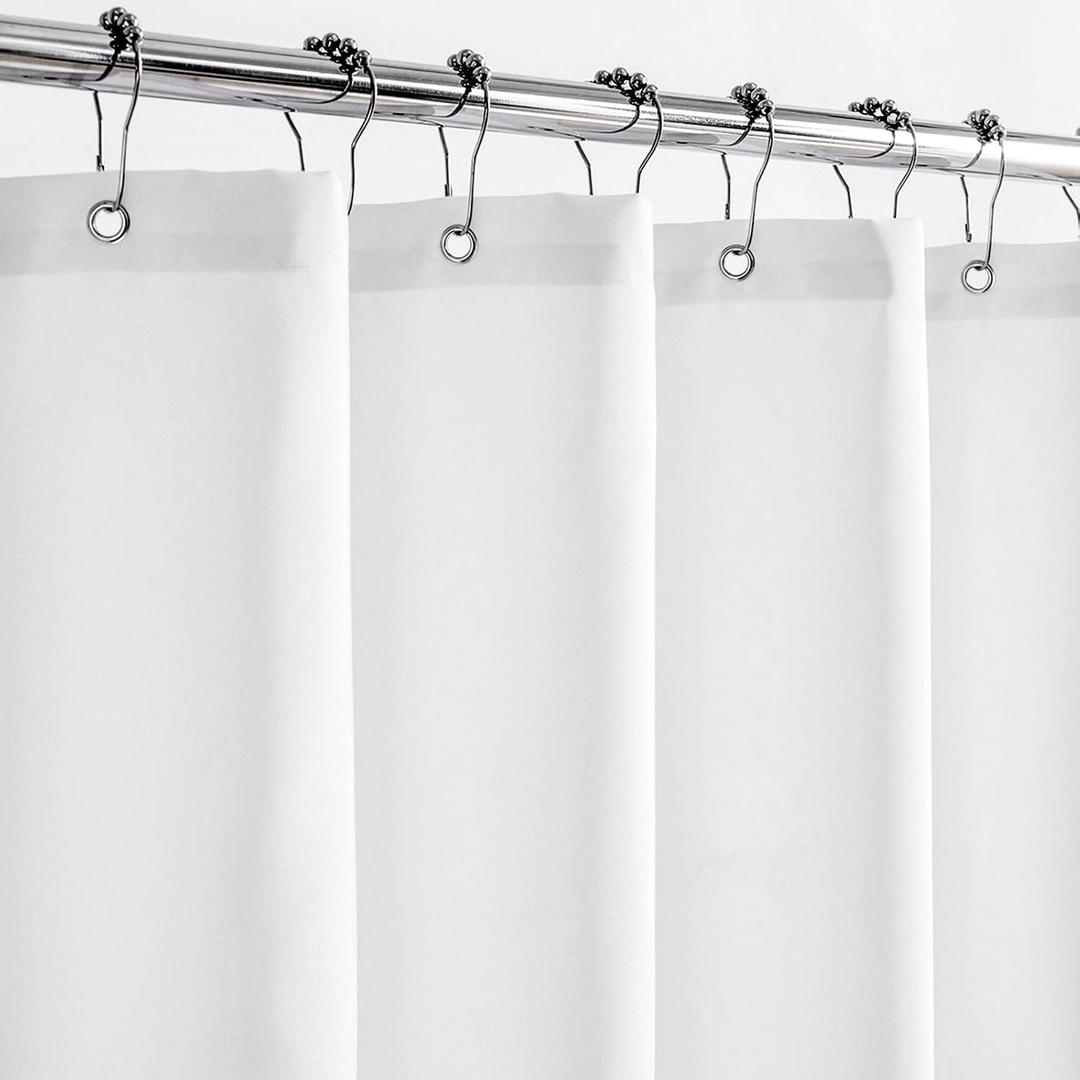 Felisa Short Waterproof Fabric Shower Curtain Liner with 3 Large Magnets,72 x 68 inches Hotel Quality & Soft Cloth Shower Curtain, Washable White Shower Curtain for Bathroom