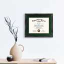 GraduationMall 11x14 Diploma Frame with Green over Gold Mat or Display 15x18 Certificate without Mat,Solid Wood & Tempered Glass,Glossy Black Finish with Gold Trim