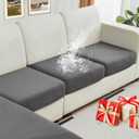 NAISI Waterproof Couch Cushion Covers Thick Velvet Fabric Washable Sofa Slipcovers 3 Pieces Individual Sectional Couch Covers with Elastic Bottom(3 Pcs for 3-Seat or Backrest,Grey), 6"D x 6"W x 7"H