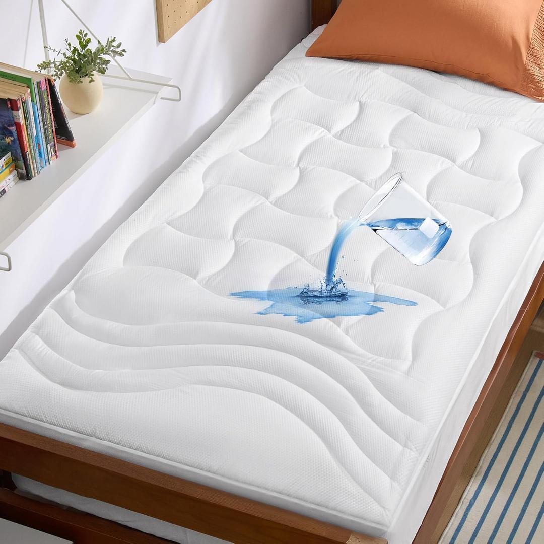 Bedsure Twin XL Mattress Protector Waterproof - Extra Long Twin Waterproof Mattress Topper Pad for College Dorm Essentials, Noiseless Bed Cover Padded with 8-21 Inches Deep Pocket,White, 39x80 Inches