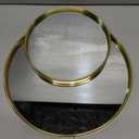 Perfum Trays,Gold Mirror Tray,Vanity Decorative Tray,Non Slip Hexagonal Perfume Organizer for Jewelry,Bathroom,Coffee Table (Round)