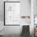Bathtub Sliding Double Swing Door, Frameless Tempered Glass Shower Doors 22-36 * 55 Bathroom Screen Panel, Clear Deluxe Shower Door Matte Black