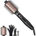 slopehill High Speed Hair Blow Dryer Brush,6X Ultra-Fast Drying All in One Ionic Hot Air Brush Adds Shine,Volume& Fullness for Smooth for Long Hair,Frizz-Free&Blowout Look,8 Mode 60 &75mm Oval Brush (Black Gold)