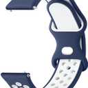 Meliya 20mm 22mm Watch Bands Quick Release Replacement Wristband, Soft Silicone Bands Breathable Sport Replacement Straps for Men Women (Blue-White)