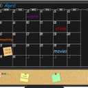 JILoffice Magnetic Black Calendar Dry Erase Board & Bulletin Board Combo, 36 x 24 Inch Dry Erase Board for Liquid Chalk Markers, Black Aluminum Frame for Office Home and School with 10 Push Pins