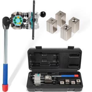Professional Brake Line Flaring Tool- 45 Degree Set - Single, Bubble, and Double Flare Tool Kit - Used with Various Tubes, with 4 Split Dies for 3/16, 1/4, 5/16, 3/8 Tubing