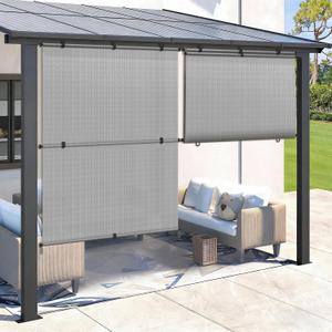 SunnyRoyal 6'W X 6'H Patio Roller Shades Foldable Sun Shade Outdoor Cordless Roll Up Blinds for Deck Backyard Porch Balcony (Grey)