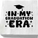 In My Graduation Era Napkins, 50 Pack White and Black Class of 2025 Graduation Party Decorations, Funny Graduate Party Paper Napkins, Congrats Grad, Luncheon Dinner Bar Beverage Napkins 3 Ply