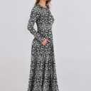 ANRABESS Women's Long Sleeve Maxi Dress, Button Down, A-Line Fit & Flare Flowy, Fall Casual Work Vacation Long Dresses (XL)