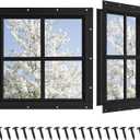 Shed Windows 2 Pack, Chicken Coop Windows 18" x 18" with Tempered Glass, Square Gable Flush Mounted Small Window for Shed, Playhouse, Household, Garage (Black)
