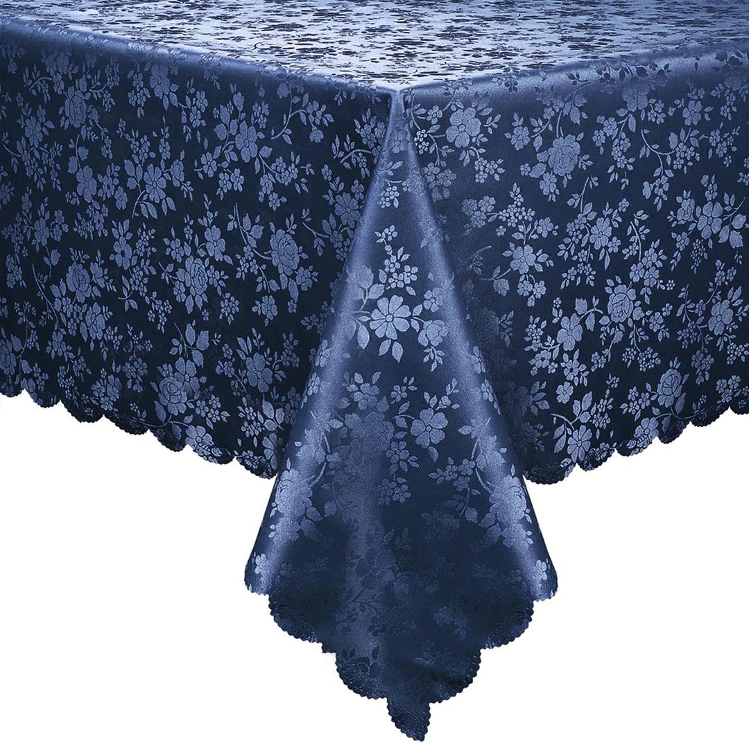 Smiry Rectangle Table Cloth, Waterproof Heavy Duty Vinyl Tablecloths, Wipeable Washable Table Cover for Kitchen and Dining Room (Navy Blue, 54" X 120")