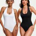 Avidlove Women's Sexy Halter Bodysuit Going Out Backless Tank Top Sleeveless Thong Body Suits Summer Outfits Medium
