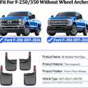 Front Rear Mud Flaps Splash Guards for Ford F-250 F-350/2017-2026 Mudflaps Mud Guard for Trucks 4PCS Set Black (w/o OEM Fender Flares) No Need to Drill Holes,Easy Install