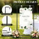 Wedding Welcome Sign Stand, Adjustable Welcome To Our Wedding Sign Stand, 70x 31x 20Welcome Sign Holder with 4 Leather Sign Hanging Straps, Wedding Seating Chart Stand, Easel for Display, Black