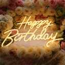 Happy Birthday Neon Sign Large Size 18IN Happy + 24IN Birthday LED Lights Signs Happy Birthday Sign for Backdrop Warm White Wall Decoration for Birthday Party Bar Rave