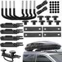 4 PCS Roof Box U-Bolt Clamps Universal Stainless Steel Inner Width 85mm/3.35in Rooftop Cargo Carrier Rack Bolts with 8 Lock Nuts, 2 Strap Car Van Mounting Fitting Kit