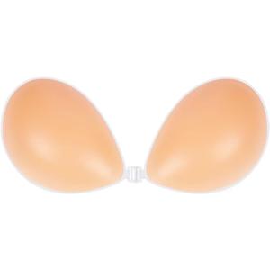 Niidor Adhesive Strapless Bra for Women Sticky Invisible Push up Silicone Bra for Backless Dress 2025 Upgraded Clasp Bras (Creme)