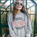 MOUSYA Farm Fresh Christmas Tree Cakes Sweatshirt Woman Christmas Crewneck Sweater Xmas Gifts Top Casual Long Sleeve Tops (Gray)