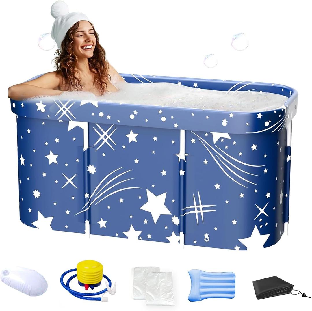 Portable Bathtub, Foldable Bathtub for Adults, Separate Family Bathroom SPA Therapy Tub for Shower Stall, Soaking Hot SPA and Ice Bath Tub, 45.3''x23.6''x19.7''