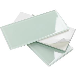 Peel and Stick Glass Subway Tiles 3 x 6 Inch Glass Tiles for Backsplash, Kitchen Bathroom Backsplash Wall, Light Green Pack of 40 Pieces, 5sq.ft