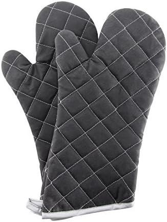 ARCLIBER Oven Mitts Heat Fire Resistant Oven Mitts 425  F, Quilted Terry Cloth Cotton Soft Lining Oven Gloves, Extra Long Kitchen Mittens for Cooking Baking (13 inch, Black)