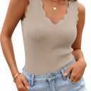 ZESICA Womens Sleeveless Tank Tops 2026 V Neck Ribbed Knit Shirts Summer Casual Cute Y2K Sweater Vest (S)