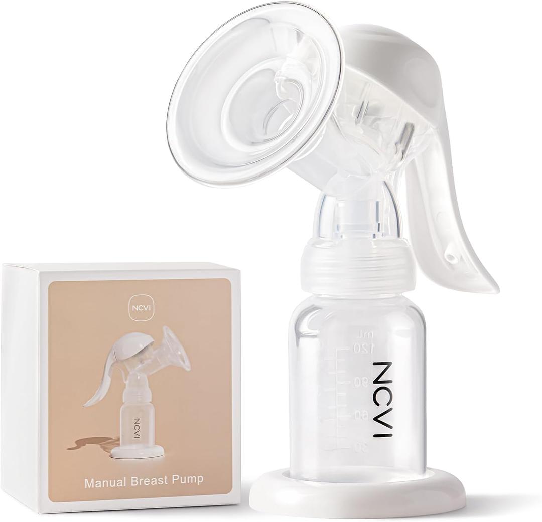 NCVI Manual Breast Pump for Breastfeeding Small Nipple, 20mm Silicone Soft Flange Single Hand Held Pump Breast Milk 4oz, BPA-Free with Two Kinds of Suction Adjusted Suitable for 17/18/19/20mm Nipples (White(basic Version))