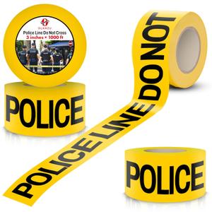 OLANZU Pack of 4 Police Line Do Not Cross Tape - 3 x 1000 ft - Polyethylene Police Tape - Smudge Resistant, Clearly Visible, Non-Adhesive, High-Contrast Law Enforcement & Crowd Control Barrier
