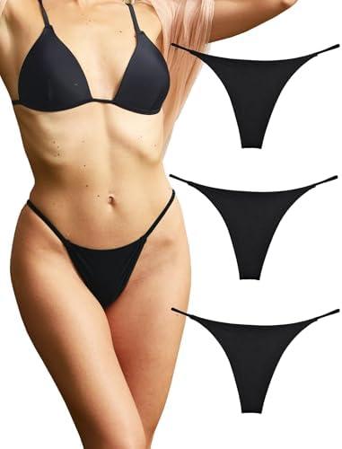 KUKU PANDA Cotton Thongs for Women Sexy Seamless Woman G String Panties 3 Pack Set L