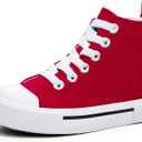 Kids High Tops Sneakers Toddler Canvas Walking Shoes with Hook and Loop for Boys and Girls (Red), Size 10