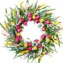 Spring Tulip Wreath for Front Door, 22 Inch Tulip Lavender Floral Wreath, Artificial Spring Summer Wreath for Indoor Outdoor Door Wall Window Decor, Seasonal Home Decor