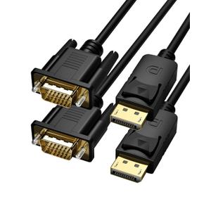 DisplayPort to VGA Cable 4FT, 2 Pack Display Port DP to VGA Adapter Cord Converter Male to Male for Computer, Monitor, TV, Projector (Not Bidirectional,Not Compatible with HDMI or USB)