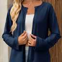 Saodimallsu Womens Lightweight Cardigans Open Front Long Sleeve One Button Casual Crewneck Loose Knit Shrug Sweater (Blue, M)