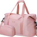 Expandable Travel Duffle Bags Weekender Overnight Bags for Women Men Hospital Bag for Women Labor Delivery with Toiletry Bag Waterproof (Pink)