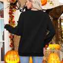 MYHALF Halloween Sweatshirts Women Colorful Sequin Ghost Graphic Pullover Shirt Halloween Witch Crewneck Sweater (Black, M)