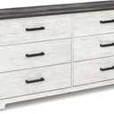 Signature Design by Ashley Shawburn Modern Farmhouse 6 Drawer Dresser, Two Tone White & Dark Gray