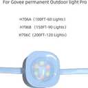 60/90/120 Packs Light Clips Mounts Bracket Compatible with Govee Outdoor Lights Pro,200FT(H706),128 Packs Mounting,250 Screws,White