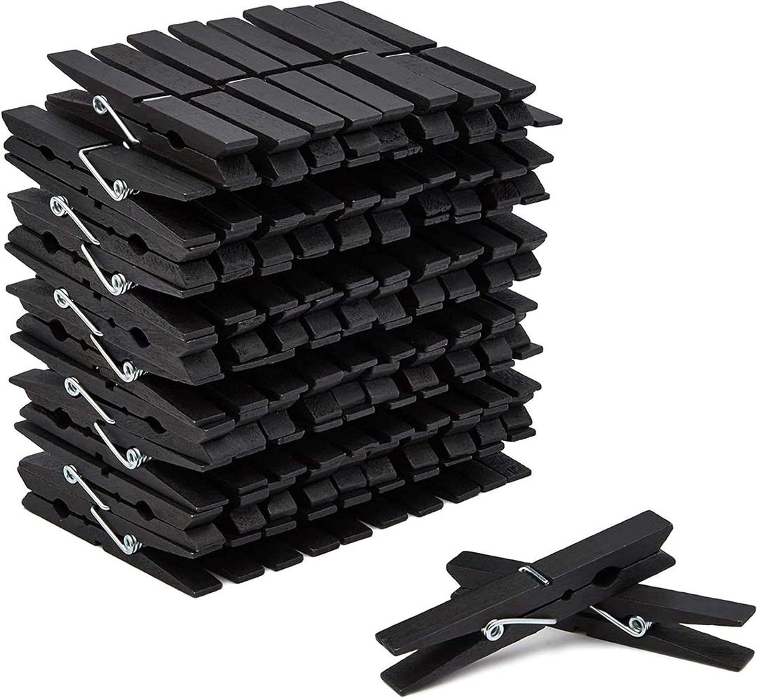 Juvale 100 Pack Wooden Clothespins for Hanging Laundry, Crafts, Photos (Black, 4 in Clothes Pins Wooden)