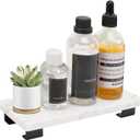 Bathroom Vanity Tray and White Marble Kitchen Soap Tray, Luxurious Small Accessory for Table/Countertop (Black-Rectangle, 8" x 4" x 1")