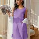Ekouaer Womens Nightgown Sleeveless Nightgowns for Women with Pocekts Tank Dress Crew Neck Sleepwear S-XXL (M)