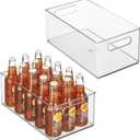 iDesign Stackable Fridge Bin, Set of 2, Clear | Kitchen Storage Bin, For Pantry, Cabinets, or Fridge