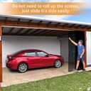 Sliding Garage Door Screen with Track Closure - Retractable Privacy Curtain Keep Annoying Animals Out Easy Install Heavy Duty Fiberglass Mesh Net for Opening Garage Patio (Black, 16 ft x 8 ft)
