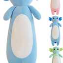 Long Axolotl Stuffed Animal Salamander Plush Pillow, Soft Axolotl Plush Toy for Boys Girls Gifts for Christmas (Blue, 65cm/25.59inch)