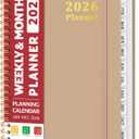 2026 Planner, Weekly and Monthly Calendar Planner, January 2026 - December 2026, Hardcover 2026 Calendar Book with Tabs For Women & Men, Inner Pocket, Spiral Bound, Perfect for Office Home School Supplies - A5 (6.3" x 8.5"), Oat Brown