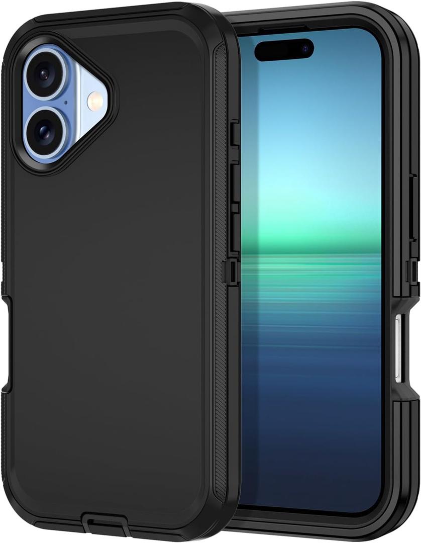 I-HONVA for iPhone 17 Case Shockproof Dust/Drop Proof 3-Layer Full Body Protection [Without Screen Protector] Rugged Heavy Duty Cover Case for Apple iPhone 17 6.3" 2025,Black