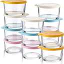 Hushee 12 Pack 7 oz Small Glass Bowls with Lids 3.4" x 2" Meal Prep Bowls Stackable Glass Storage Containers for Leftovers Snacks Nuts Dips Dessert Spices Sauces Kitchen Organization